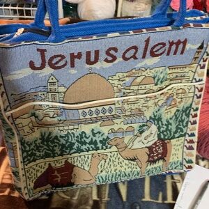 Cultural Tapestry Tote Bag with Jerusalem Design